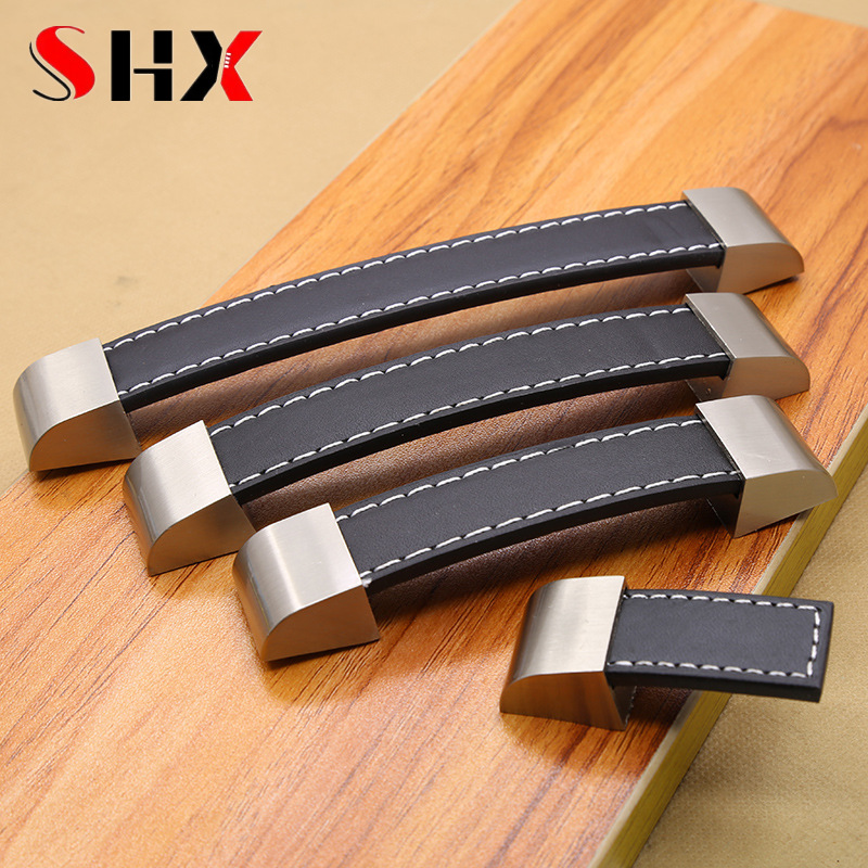 Office Furniture Hardware - Modern High-grade Leather Handle Knobs Pull