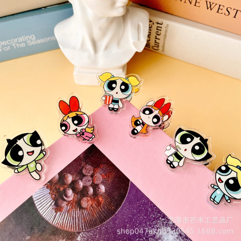 Office Supply Cart - 6PCS Kawaii The Powerpuffs Girls Acrylic