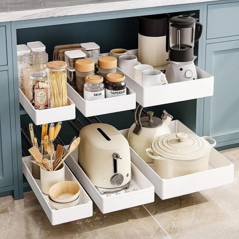 Drawer Organizer Tray - 1-2pcs Kitchen Organizer Pull Out Cabinet