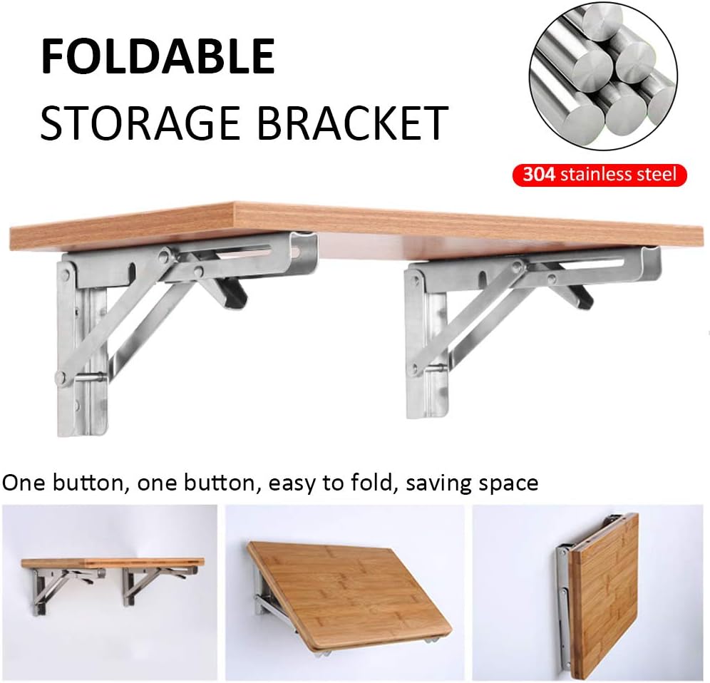 Wall Mounted Desk Fold - 2PCS Folding Bracket for Shelf Table