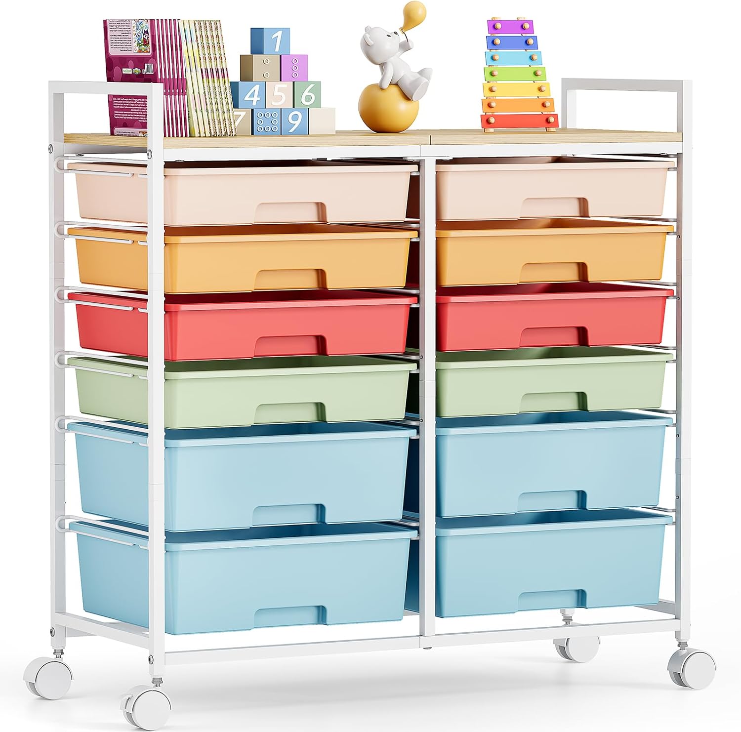 Rolling Storage Cart with 12 D - Office Supply Cart recension och pris