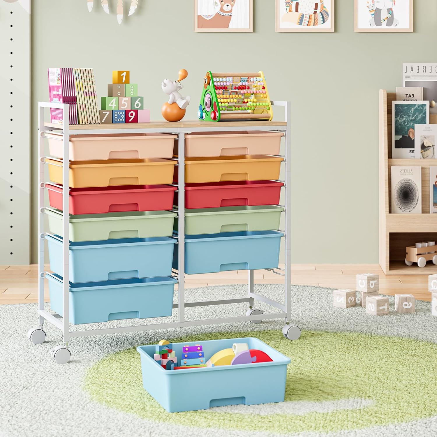 Rolling Storage Cart with 12 D - Office Supply Cart recension och pris