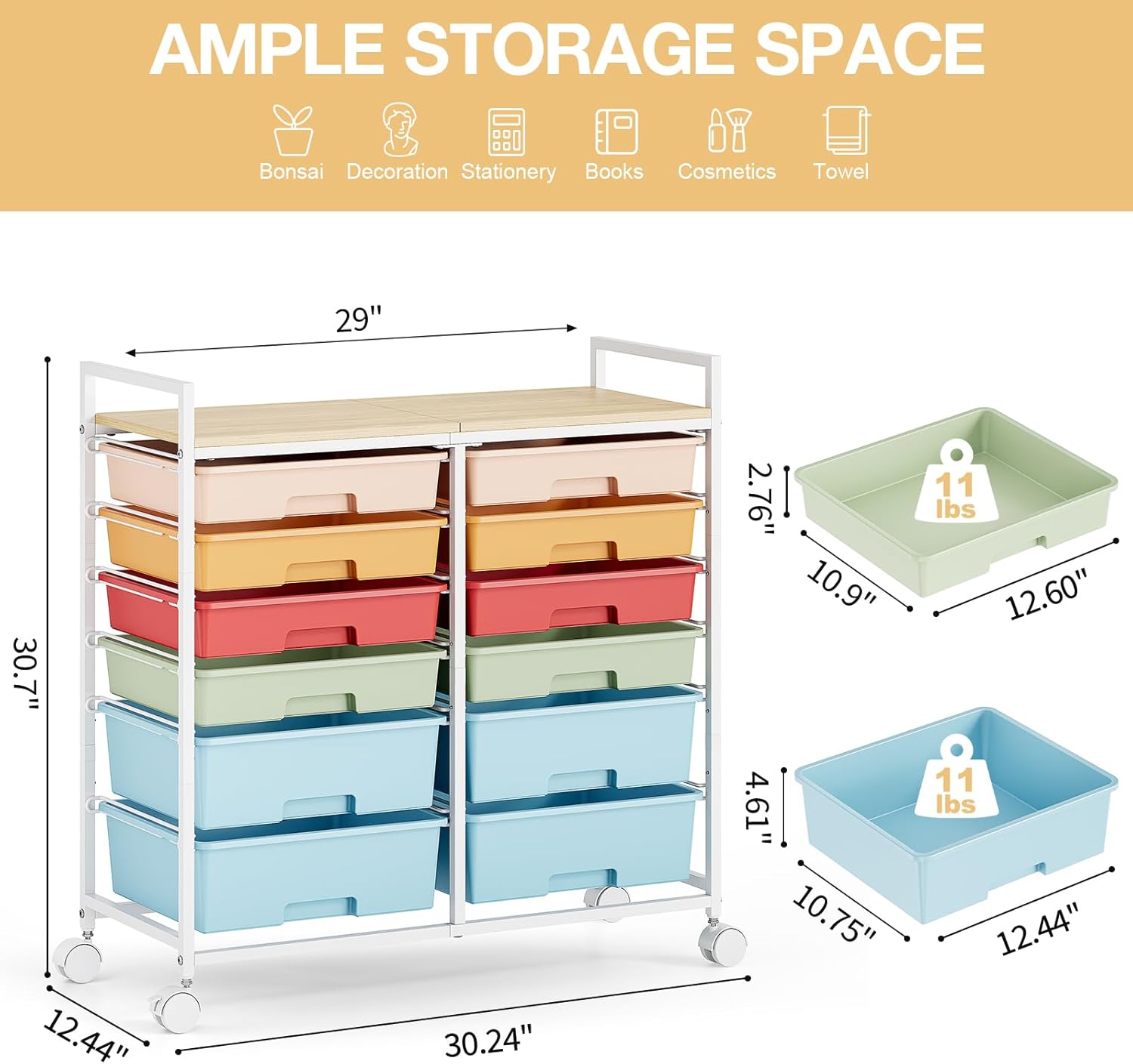 Rolling Storage Cart with 12 D - Office Supply Cart recension och pris
