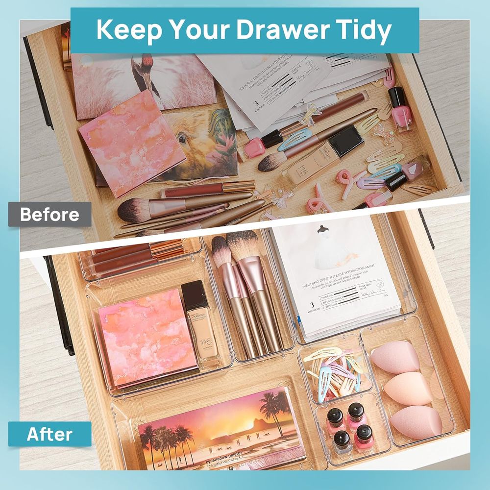 25 PCS Clear Plastic Drawer Or - Drawer Organizer Tray recension och pris