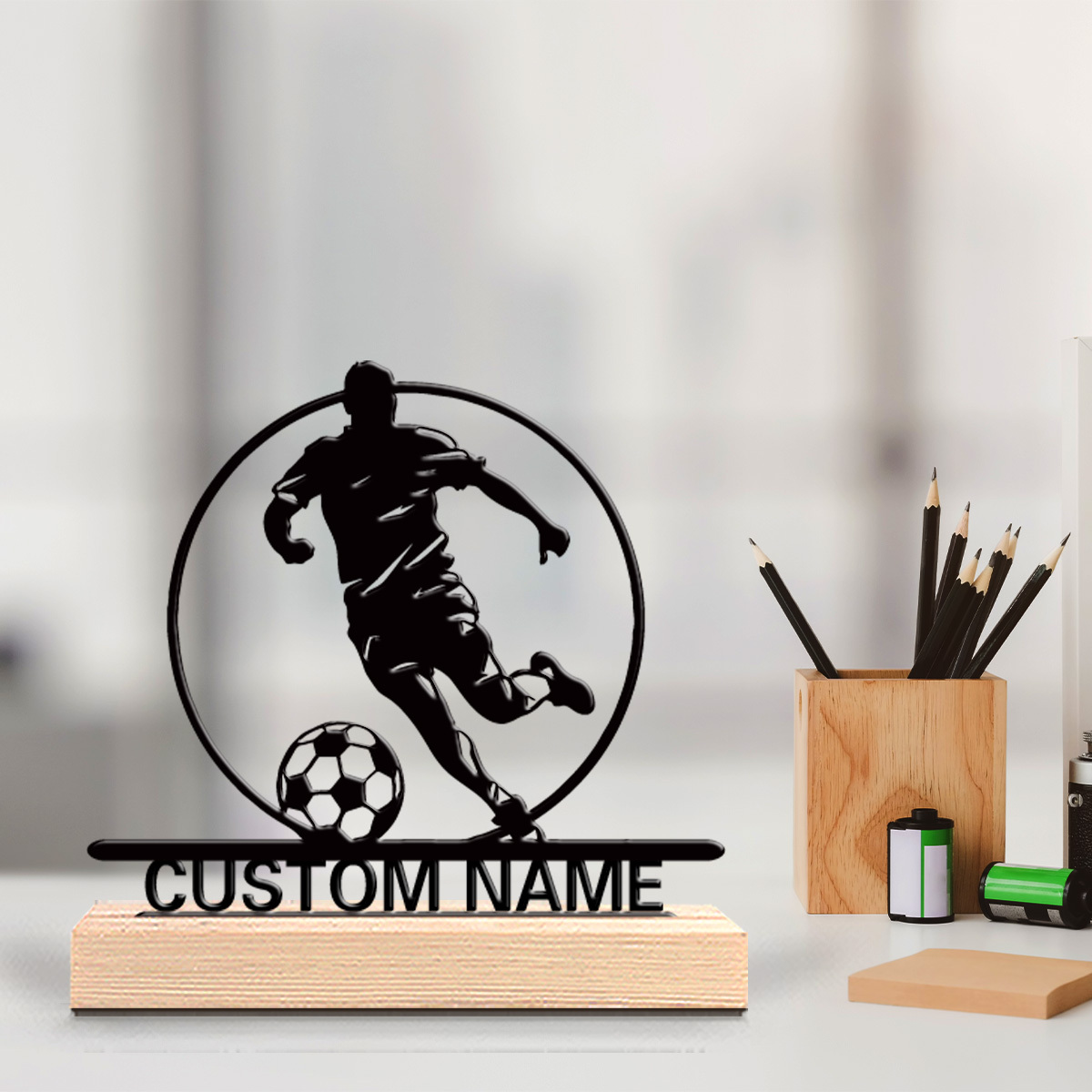 Custom Soccer Player Metal Sta - Office Furniture Installation recension och pris