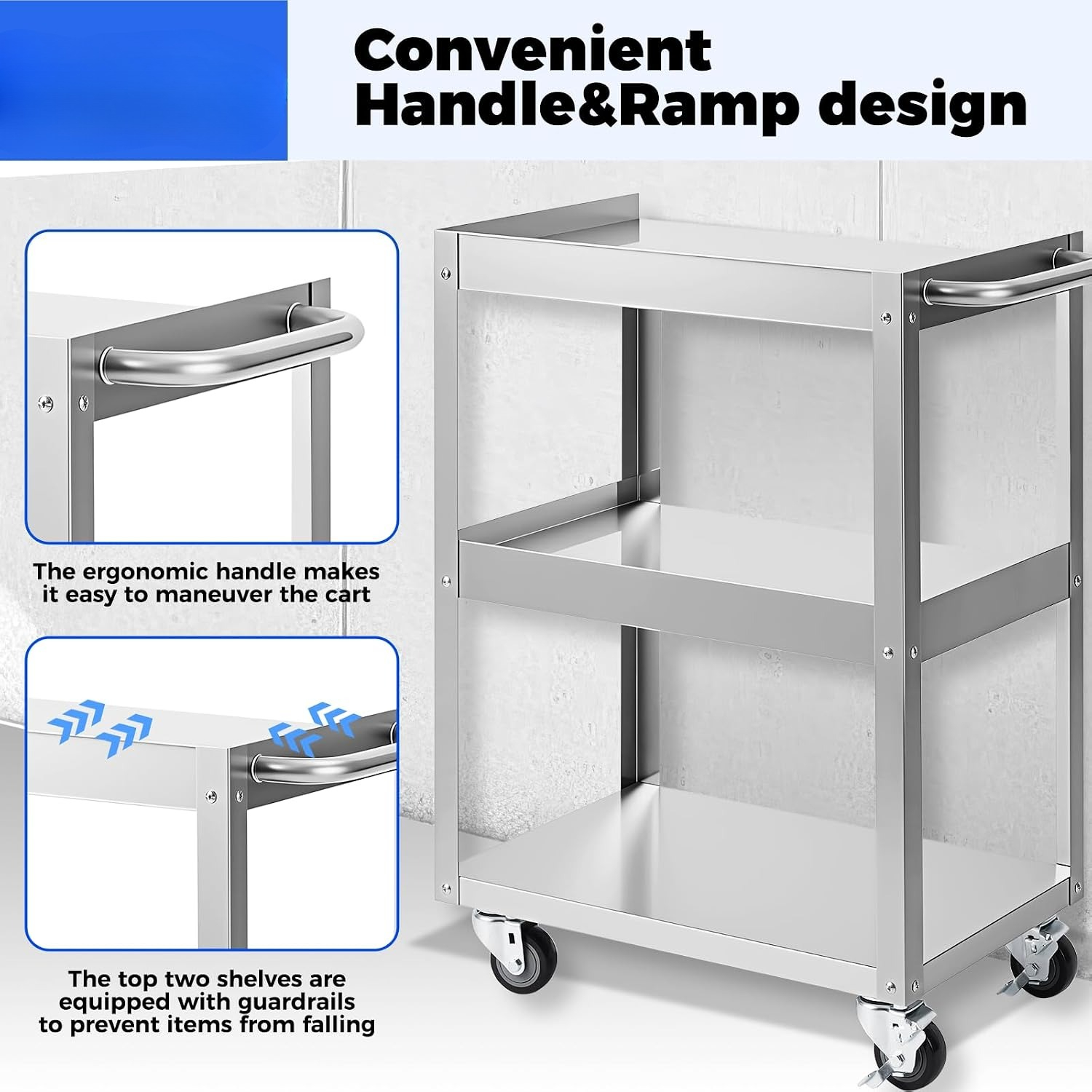3-Tier Stainless Steel Rolling - Office Supply Cart recension och pris